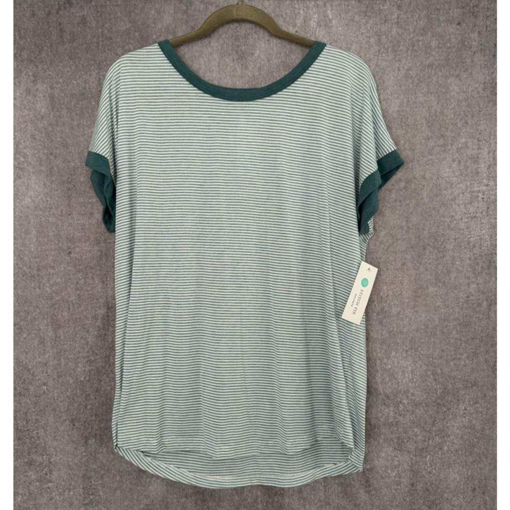 NWT Womens XL Pink Clover Elysia Teal Green Short Sleeve Knit Top Rayon TeeShirt - Picture 6 of 8